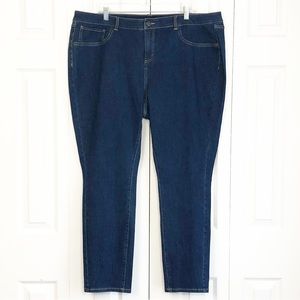 G.I.L.I. Dark Rinse Blue Denim Stretch Mid-Rise Slim Leg Jeans 22W